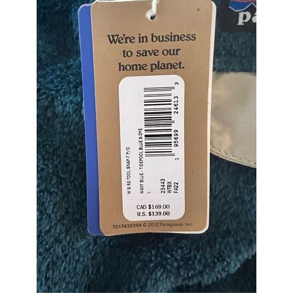 Patagonia Women's Wavy Blue Re-Tool Snap-T Slim Fit Fleece Pullover Large NWT - Picture 7 of 7